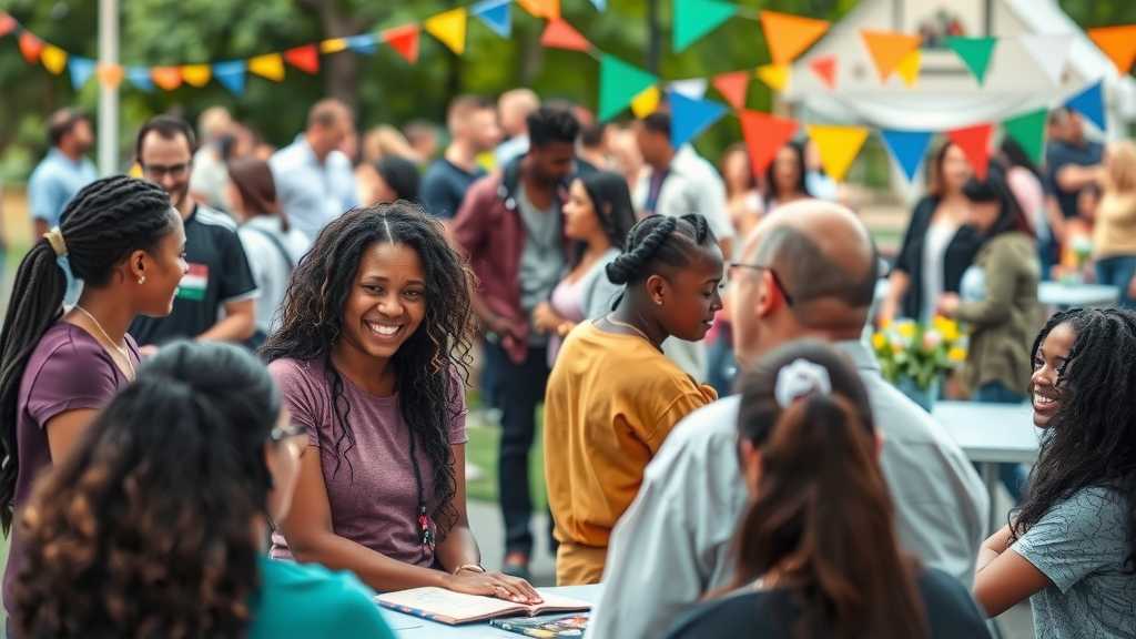 Community event celebrating diversity in an outdoor setting.