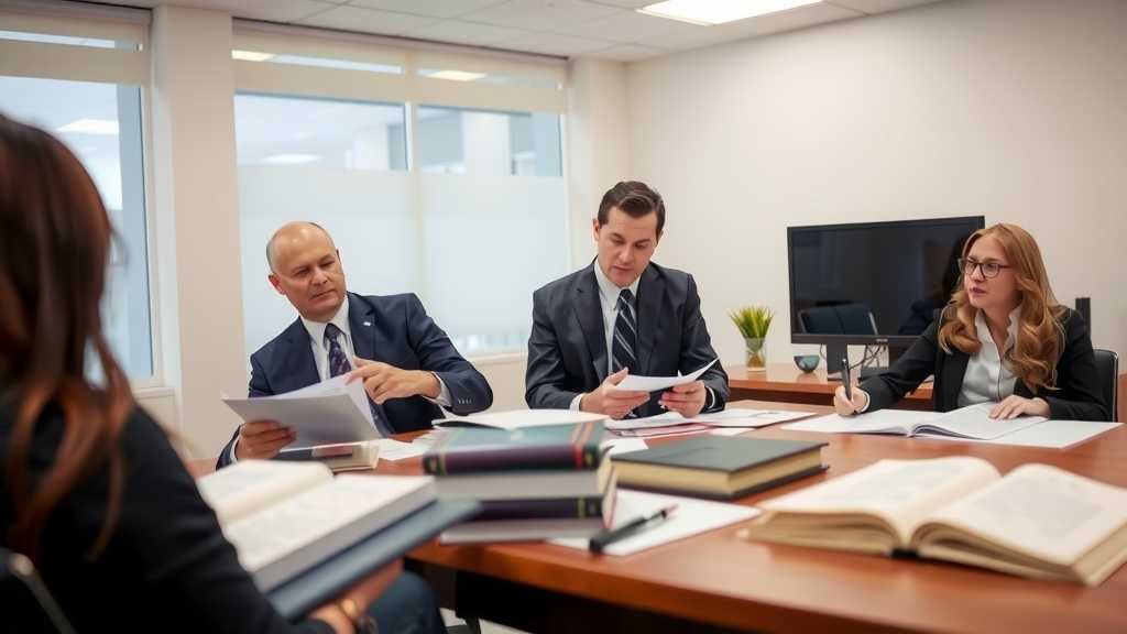 Immigration lawyers working together in a modern office setting.